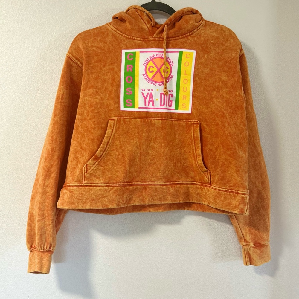 Cross Colours Cropped Hoodie Post Hip Hop Nation Ya Dig Size Medium